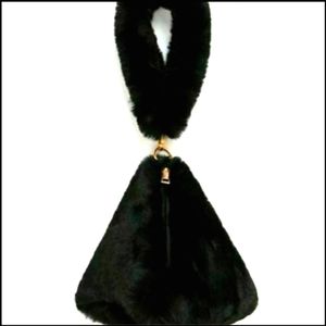 Pia Rossini Black Faux Fur Bag/Wristlet